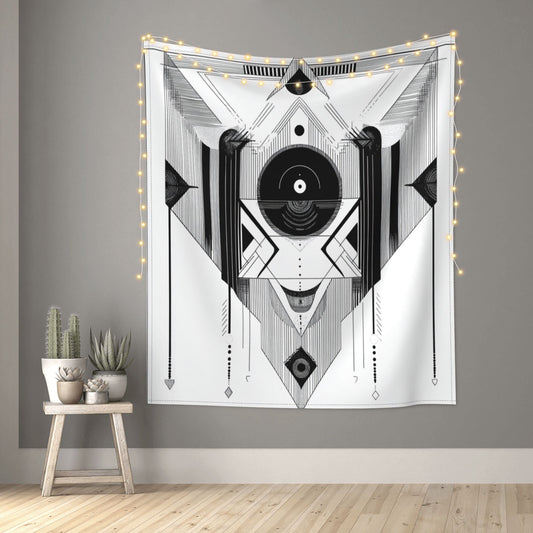 Black and White Geometric Abstract Tapestry | Modern Minimalist Art Style, Ideal for Home Decor