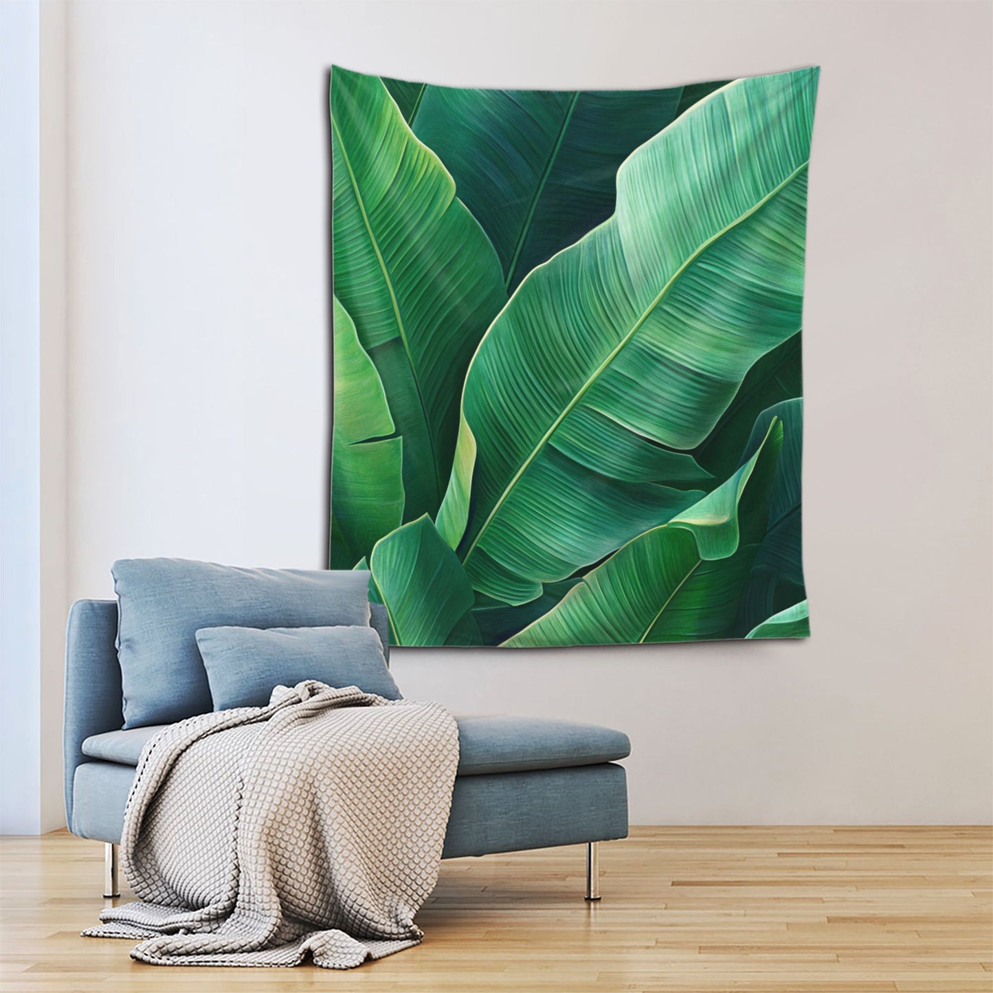 Tropical Green Leaves Print Tapestry | Natural Style Home Decor, Fresh Greenery Design for Any Space