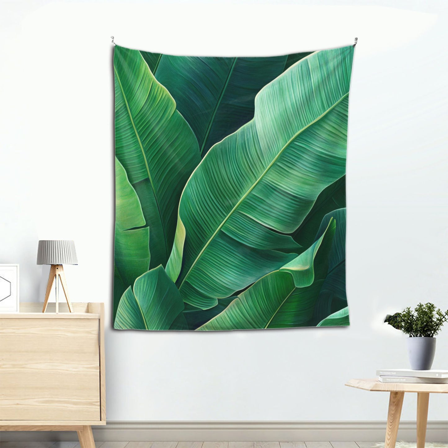 Tropical Green Leaves Print Tapestry | Natural Style Home Decor, Fresh Greenery Design for Any Space