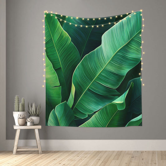 Tropical Green Leaves Print Tapestry | Natural Style Home Decor, Fresh Greenery Design for Any Space