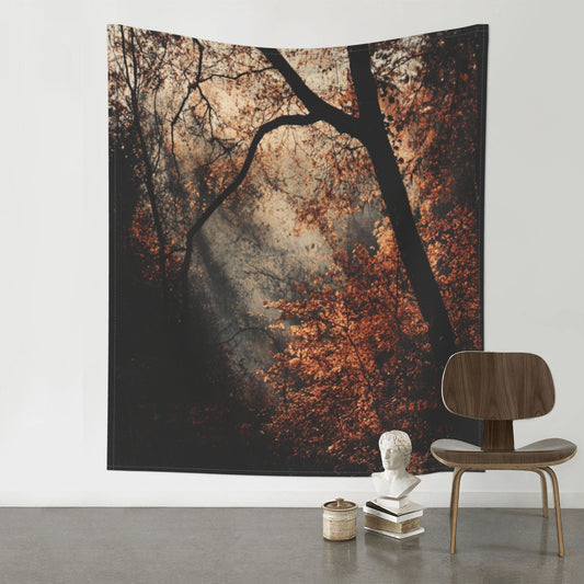 Autumn Forest Light and Shadow Tapestry | Warm Nature Landscape, Creative Home Decor for Any Space