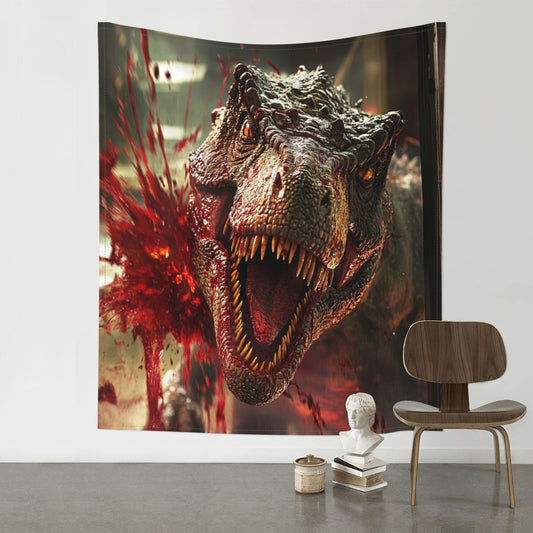 Rampaging Dinosaur Tapestry | Realistic Dinosaur Design, Ideal for Gaming Rooms and Movie Buffs