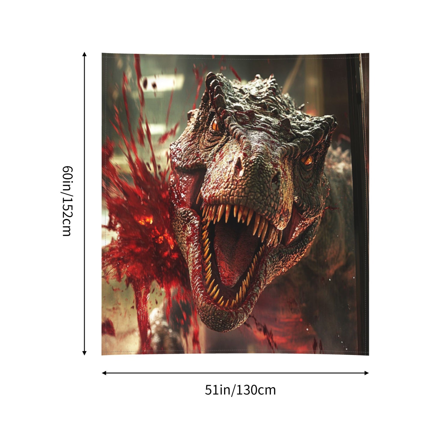 Rampaging Dinosaur Tapestry | Realistic Dinosaur Design, Ideal for Gaming Rooms and Movie Buffs